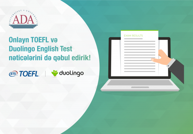 ADA University is now accepting online TOEFL and Duolingo English Test results