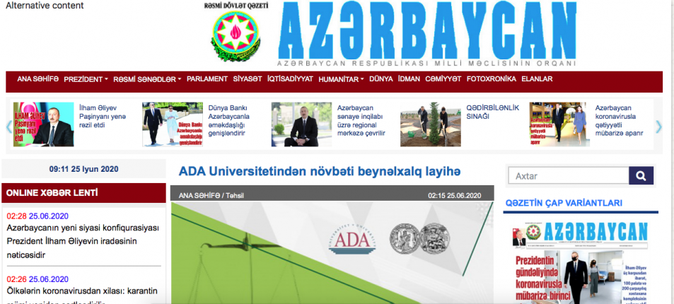 “ADA Universitetindən növbəti beynəlxalq layihə” - “Azərbaycan” qəzeti