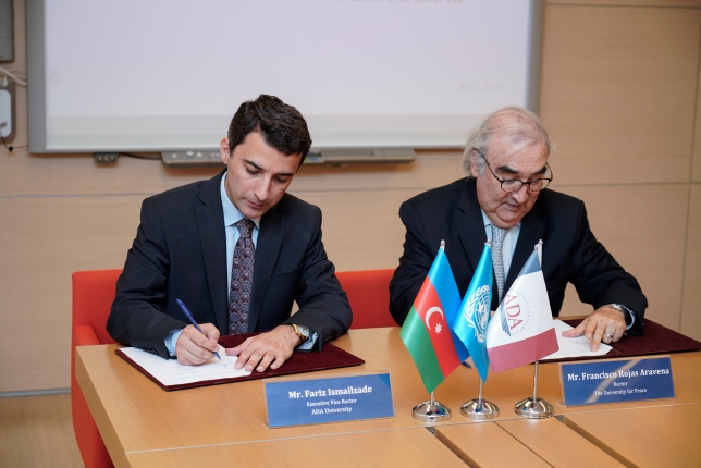 ADA University and the University of Peace have signed a  Memorandum of Understanding