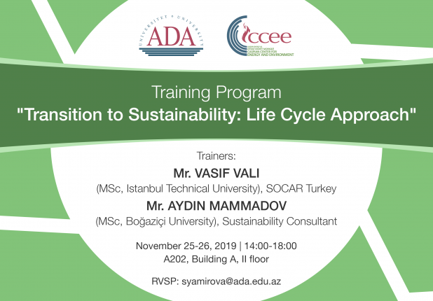 Upcoming Training Program: "Transition to Sustainability: Life Cycle Approach"